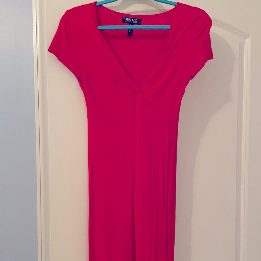 RED - Knee Length French Terry Stunner Dress